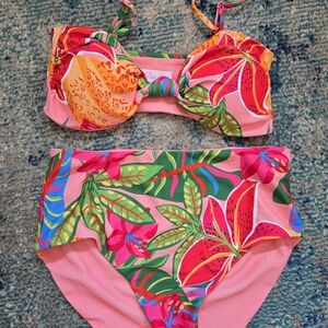 Pink Lily Vibrant Floral Kids Bikini